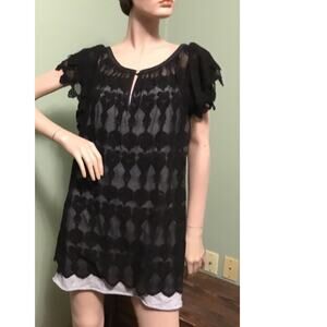 ALICE By TEMPERLEY Black Cotton lace Sheer Tunic Top Sz2 NWT Retail $145